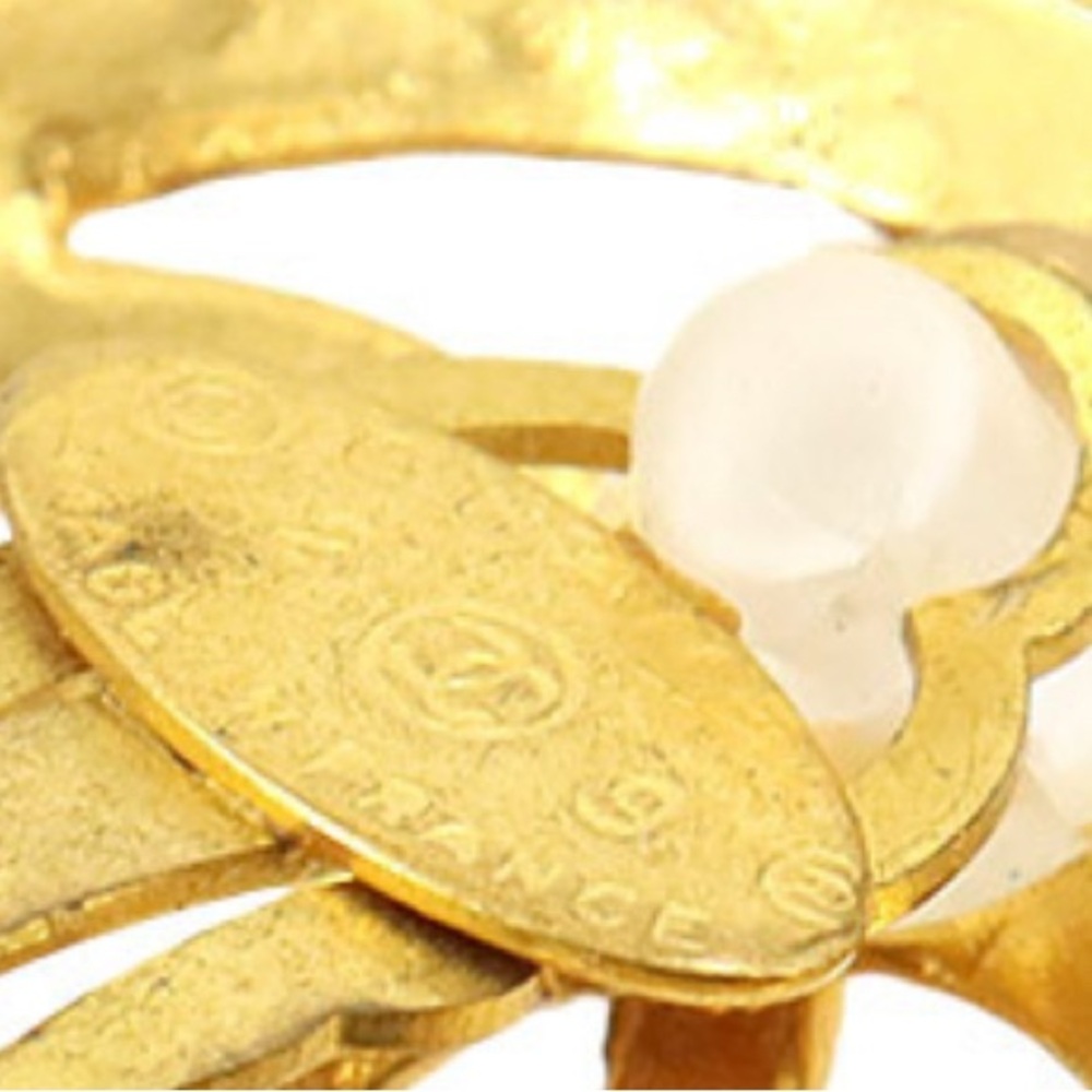 CHANEL Vintage Coco Mark Round Earrings Gold Plated - Picture 3 of 4